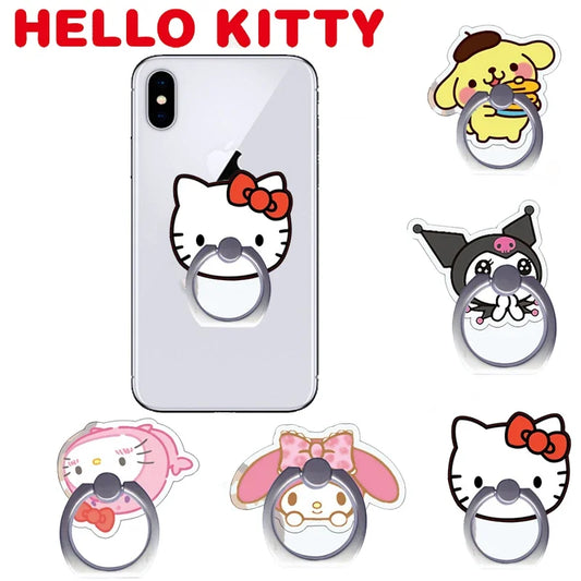 Sanrio Hello Kitty Mobile Phone Ring Holder Magnetic Rotabl Telephone Cellular Support Accessories Cartoon Phone Holder Stand